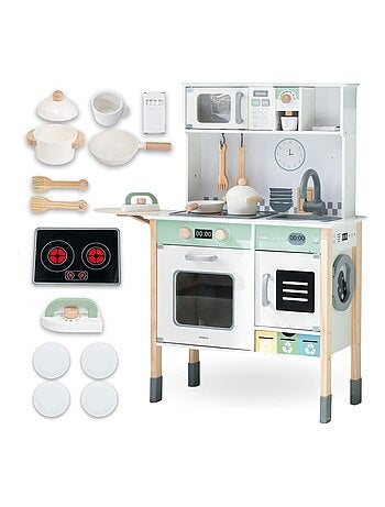 Cucina Montessori in legno interattiva per bambini 3+ con accessori e funzioni sonore