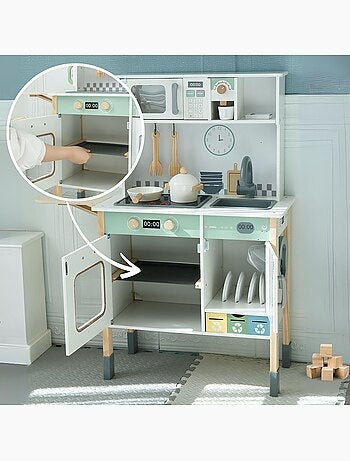 Cucina Montessori in legno interattiva per bambini 3+ con accessori e funzioni sonore