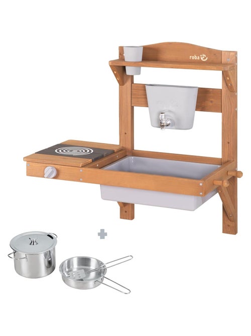 Cucina pensile per bambini – mini‑cucina da esterno in legno massello con accessori – "Roba" - Kiabi