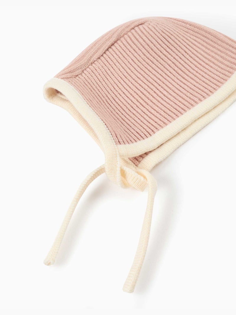Cuffia in maglia a costine con lacci laterali Rosa - Kiabi