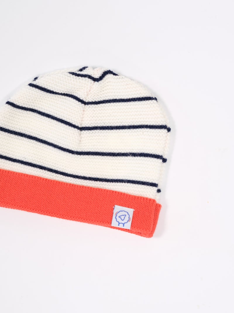 Cuffia neonato con risvolto Bianco Rosso Blu - Kiabi