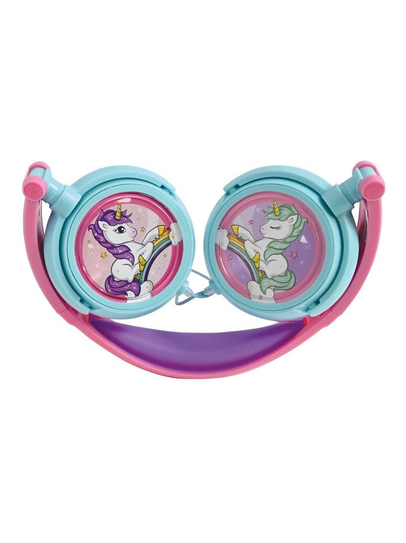 Cuffia stereo Unicorn pieghevole con cavo e limitazione sicura del volume Rosa - Kiabi