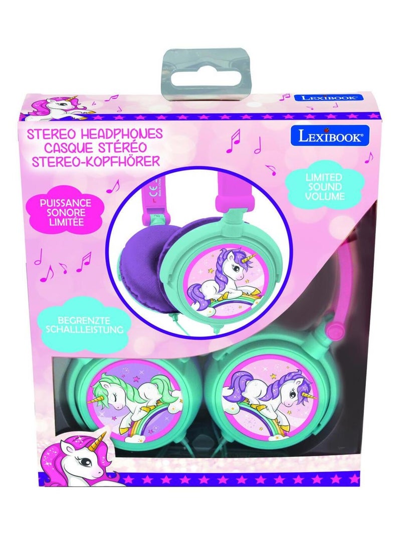 Cuffia stereo Unicorn pieghevole con cavo e limitazione sicura del volume Rosa - Kiabi