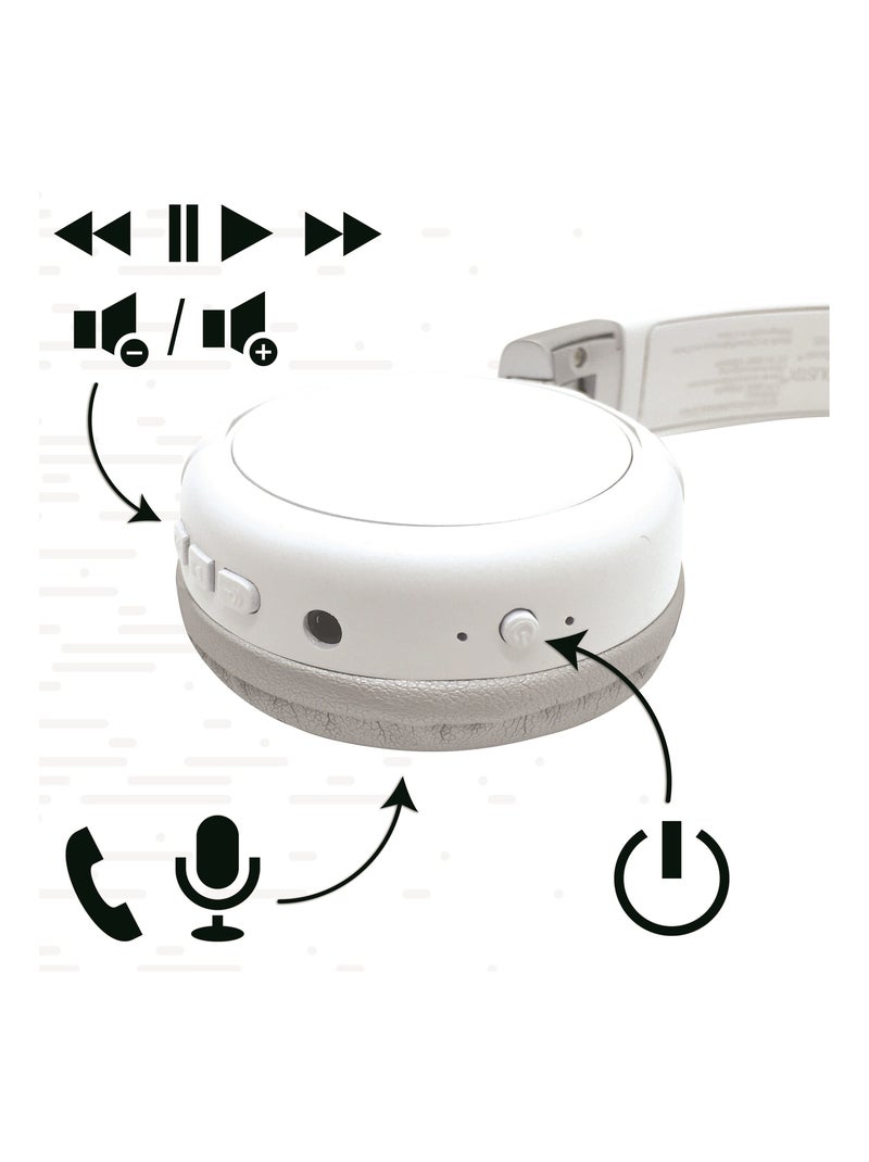 Cuffie pieghevoli 2 in 1 Bluetooth® e Wired Comfort Acoustix Design Bianco - Kiabi