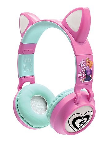 Cuffie ricaricabili senza fili con luci a forma di orecchie di gatto di Barbie