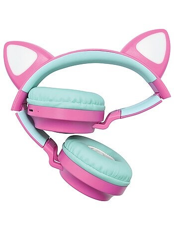 Cuffie ricaricabili senza fili con luci a forma di orecchie di gatto di Barbie