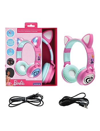 Cuffie ricaricabili senza fili con luci a forma di orecchie di gatto di Barbie