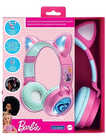Cuffie ricaricabili senza fili con luci a forma di orecchie di gatto di Barbie