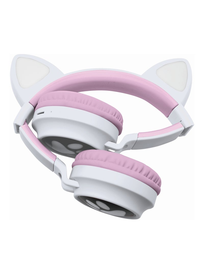 Cuffie ricaricabili wireless a forma di orecchie di gatto con luci Rosa - Kiabi