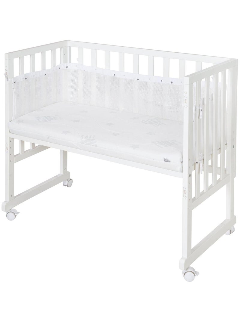 Culla cododo 3‑in‑1 con materasso traspirante, sponde e rivestimento in rete – "Roba" Bianco Grigio - Kiabi