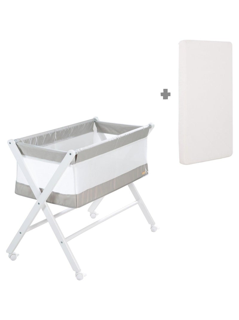 Culla cododo pieghevole con materasso e ruote con freno – "Roba" Bianco Grigio - Kiabi