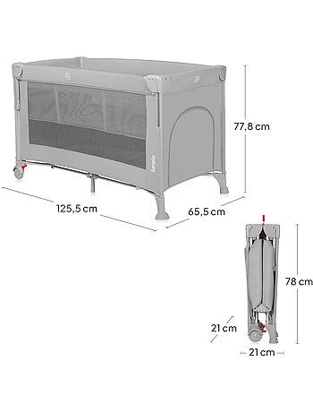 Culla da viaggio LIONELO Ellen 3 in 1 - Lettino da viaggio - Box - Materasso ad alta densità - Ruote