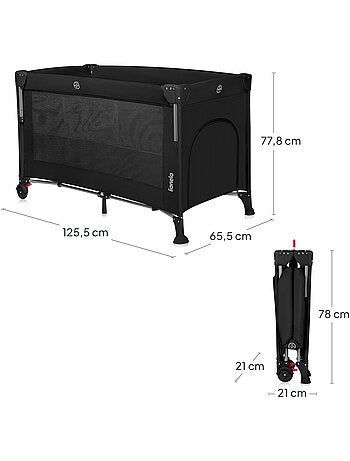 Culla da viaggio LIONELO Ellen 3 in 1 - Lettino da viaggio - Box - Materasso ad alta densità - Ruote