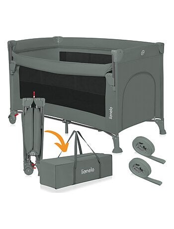 Culla da viaggio LIONELO Ellen 3 in 1 - Lettino da viaggio - Box - Materasso ad alta densità - Ruote