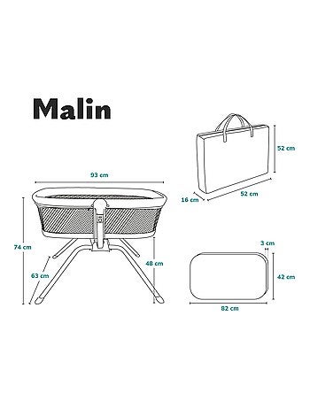 Culla e lettino LIONELO Smart Baby - Lettino da viaggio - Fino a 9 kg - Con materasso - Borsa per il