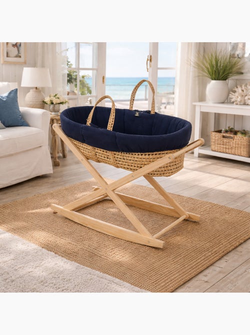 Culla in fibra naturale e rivestimento in tessuto con supporto in pino - SAUTHON - Kiabi