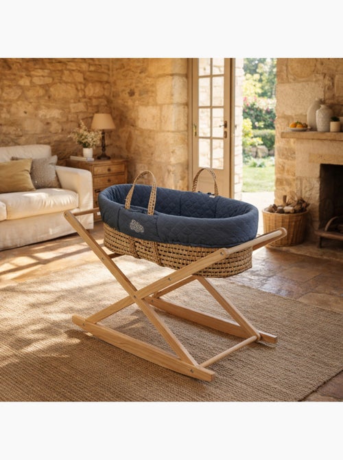 Culla in fibra naturale e rivestimento in tessuto con supporto in pino - SAUTHON - Kiabi