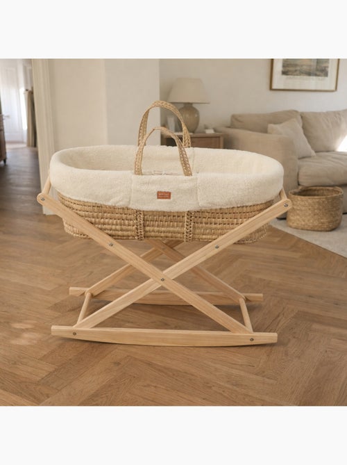 Culla in fibra naturale e rivestimento in tessuto con supporto in pino - SAUTHON - Kiabi