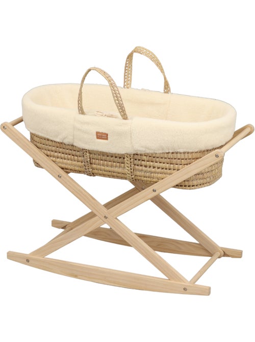 Culla in fibra naturale e rivestimento in tessuto con supporto in pino - SAUTHON - Kiabi