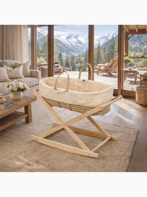 Culla in fibra naturale e rivestimento in tessuto con supporto in pino - SAUTHON - Kiabi