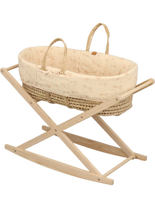 Culla in fibra naturale e rivestimento in tessuto con supporto in pino - SAUTHON - Kiabi