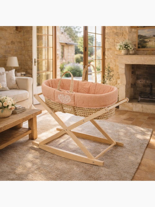 Culla in fibra naturale e rivestimento in tessuto con supporto in pino - SAUTHON - Kiabi