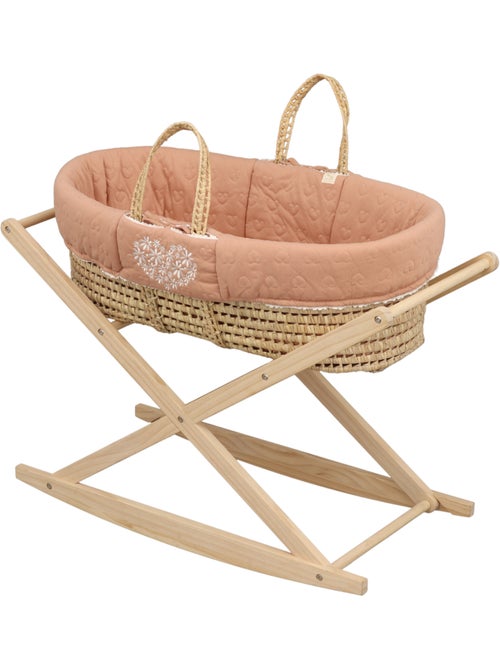 Culla in fibra naturale e rivestimento in tessuto con supporto in pino - SAUTHON - Kiabi