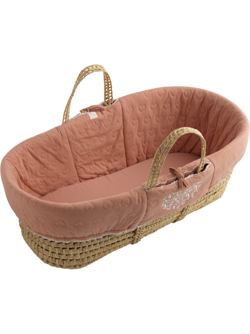 Culla in fibra naturale e rivestimento in tessuto con supporto in pino - SAUTHON Rosa - Kiabi