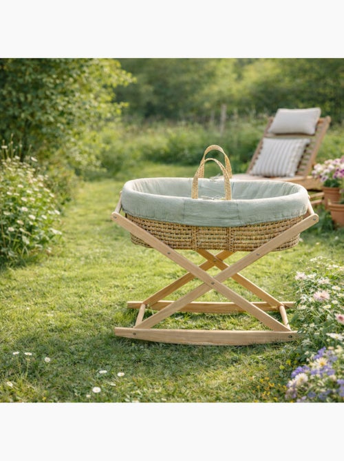 Culla in fibra naturale e rivestimento in tessuto con supporto in pino - SAUTHON - Kiabi