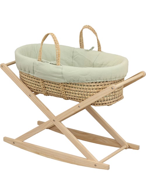 Culla in fibra naturale e rivestimento in tessuto con supporto in pino - SAUTHON - Kiabi