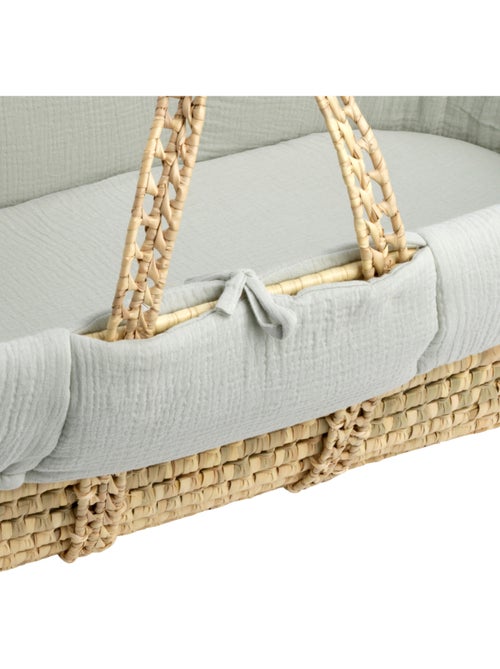 Culla in fibra naturale e rivestimento in tessuto con supporto in pino - SAUTHON - Kiabi