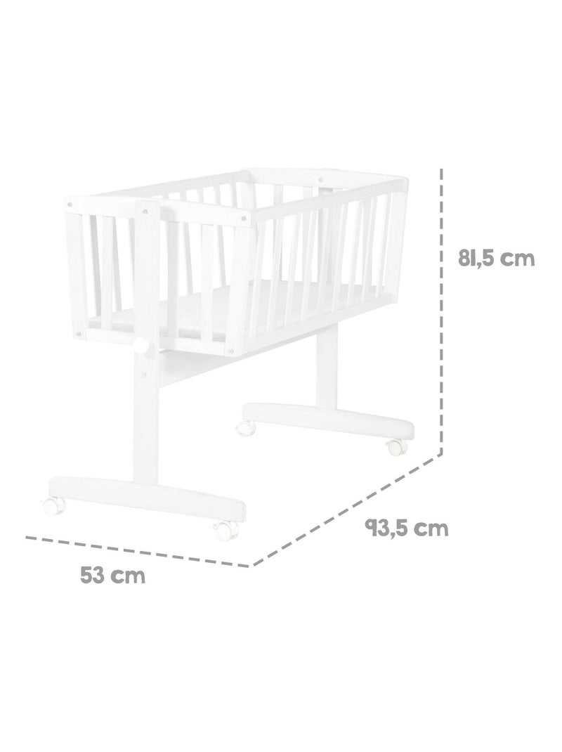 Culla in legno con ruote con freno e materasso – "Roba" Bianco - Kiabi