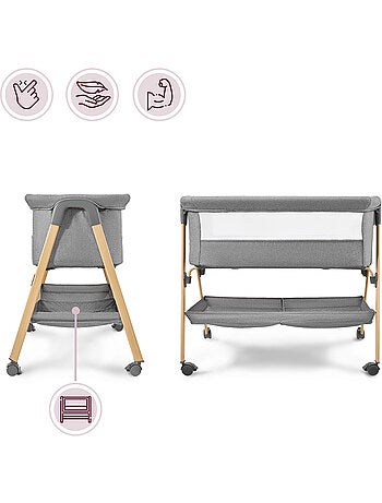 Culla neonato indipendente con materasso e lettino da viaggio pieghevole grigio – HyperMotion