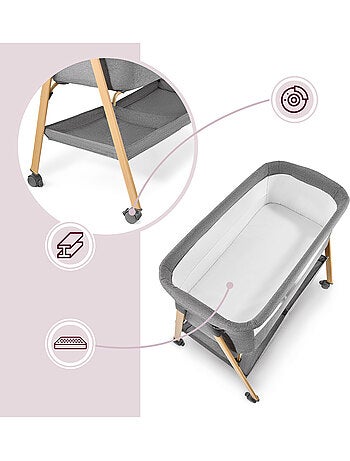 Culla neonato indipendente con materasso e lettino da viaggio pieghevole grigio – HyperMotion