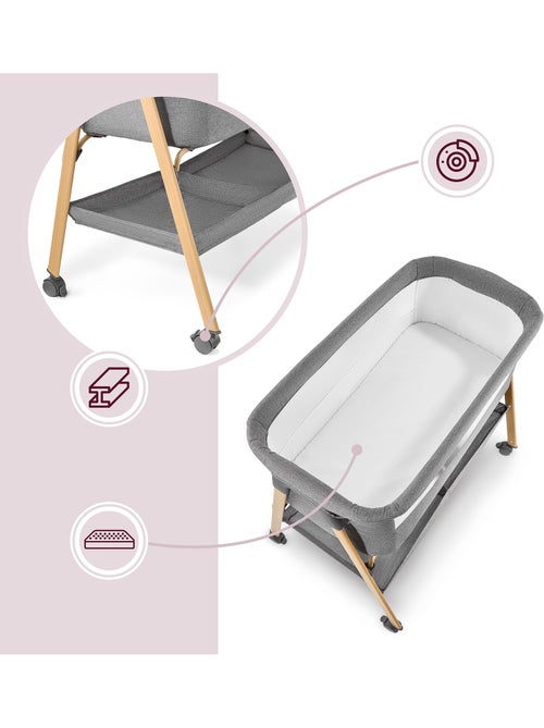 Culla neonato indipendente con materasso e lettino da viaggio pieghevole grigio – HyperMotion - Kiabi