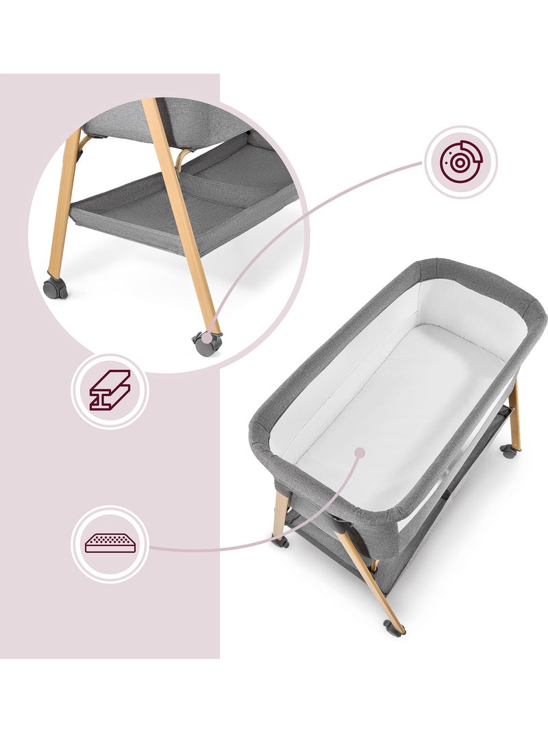 Culla neonato indipendente con materasso e lettino da viaggio pieghevole grigio – HyperMotion Grigio - Kiabi