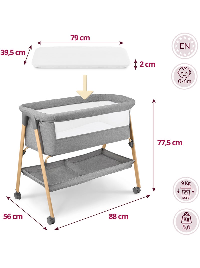 Culla neonato indipendente con materasso e lettino da viaggio pieghevole grigio – HyperMotion Grigio - Kiabi