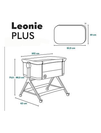 Culla per dormire insieme 3 in 1 LIONELO Leonie Plus - 0-9 kg - Altezza e inclinazione regolabili