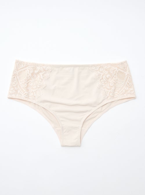 Culotte a vita alta in microfibra e pizzo - Kiabi