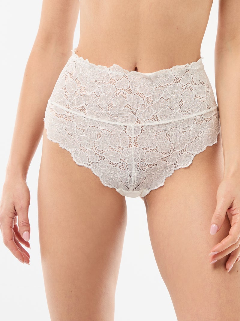 Culotte a vita alta in pizzo floreale Bianco - Kiabi