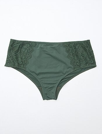 Culotte a vita alta in microfibra e pizzo