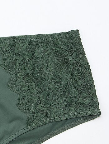Culotte a vita alta in microfibra e pizzo