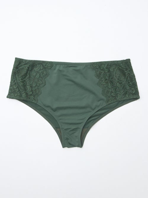 Culotte alta in microfibra e pizzo - Kiabi