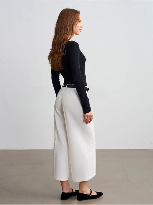 Culotte in crêpe a vita alta con cintura dilvin - Kiabi Culotte in crêpe a vita alta con cintura dilvin - Kiabi