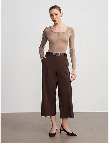 Culotte in crêpe a vita alta con cintura dilvin