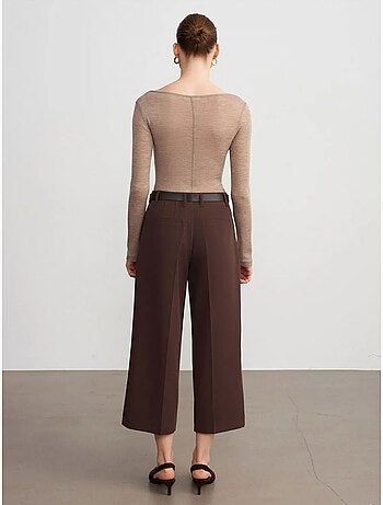 Culotte in crêpe a vita alta con cintura dilvin
