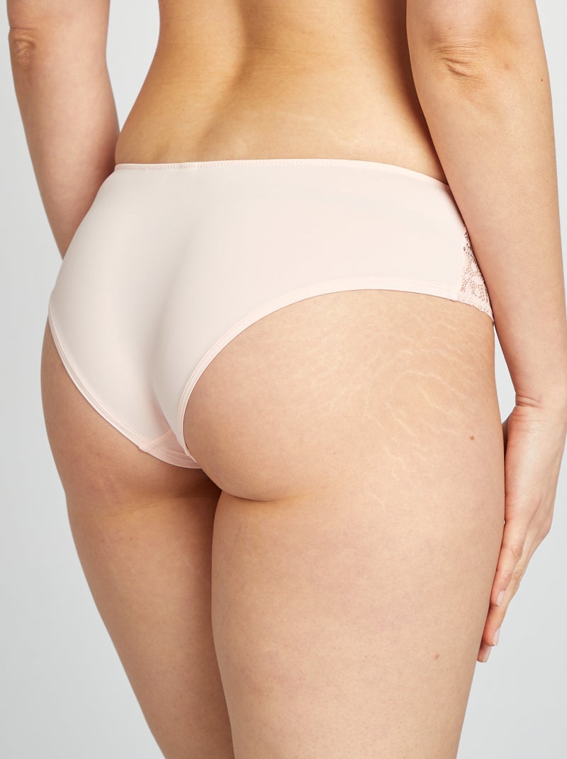 Culotte in microfibra e pizzo ROSA - Kiabi