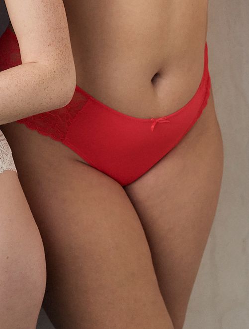 Culotte in microfibra e pizzo - ROSSO - Kiabi - 5.00€