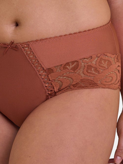 Culotte in microfibra e pizzo 'Sans complexe' - Kiabi