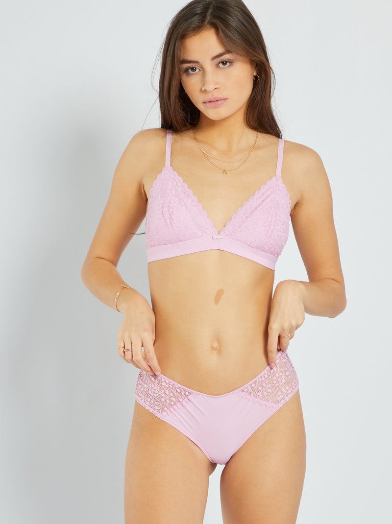 Culotte in microfibra e pizzo VIOLA - Kiabi